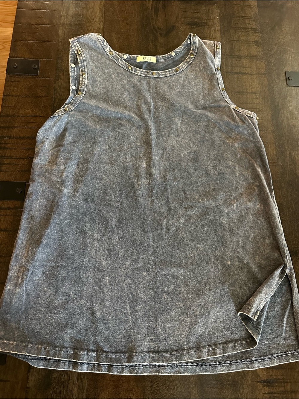 Kori Mineral Wash Tunic Tank Top - Blue